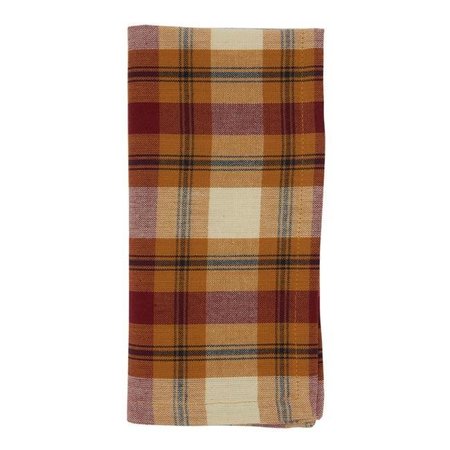 SARO LIFESTYLE SARO 1910.RU20S 20 in. Square Rust Large Plaid Design Table Napkins  Set of 4 1910.RU20S